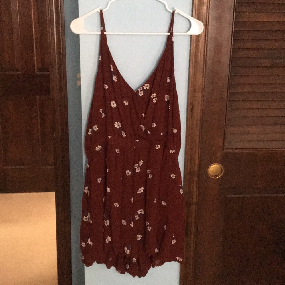 Burgundy Floral Romper by American Eagle